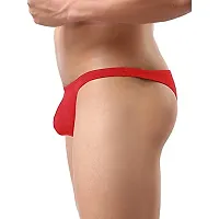 THE BLAZZE Men's Soft Low Rise G-String Underwear Sexy Mid Coverage Back Briefs (X-Large-(38""/95cm), Red)-thumb2