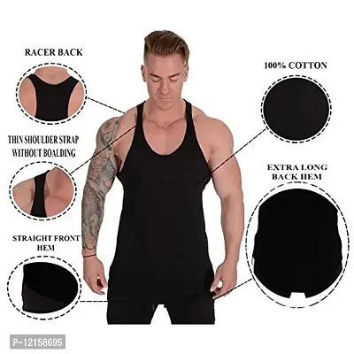 THE BLAZZE 0038 Men's Sleeveless T-Shirt Gym Tank Gym Stringer Tank Tops Muscle Gym Bodybuilding Vest Fitness Workout Train Stringers (Large, Color_02)-thumb4