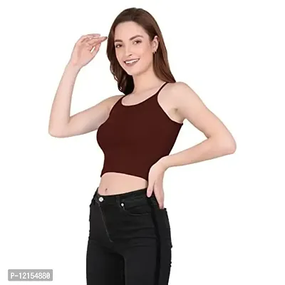 THE BLAZZE 1002 Women's Sleeveless Crop Tops Sexy Strappy Tees (XX-Large(38?-40""), P - Brown)-thumb5