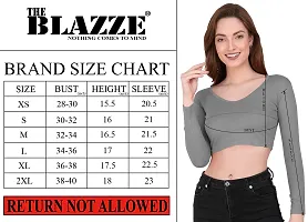 THE BLAZZE 1372 Women's Basic V Neck Full Sleeve Readymade Saree Blouse for Women(M,Color_05)-thumb2