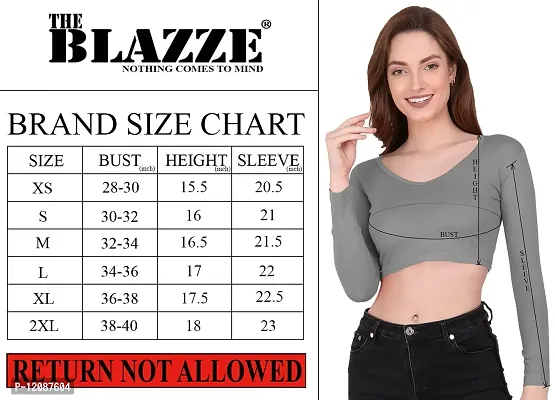 THE BLAZZE 1372 Women's Basic V Neck Full Sleeve Readymade Saree Blouse for Women(M,Color_05)-thumb3