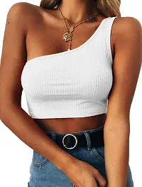 THE BLAZZE Women's Sleeveless Crop Tops Sexy Strappy Tees (L, Pink+White)-thumb1