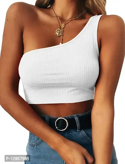 THE BLAZZE Women's Sleeveless Crop Tops Sexy Strappy Tees (L, Pink+White)-thumb2