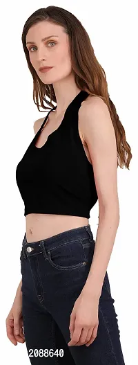 The BLAZZE 1380 Women's Basic Sexy Solid Backless Halter Neck Slim Fit Sleeveless Crop Top for Women-thumb4