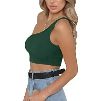 THE BLAZZE Women's Sleeveless Crop Tops Sexy Strappy Tees (XL, Green+Wine Red)-thumb4