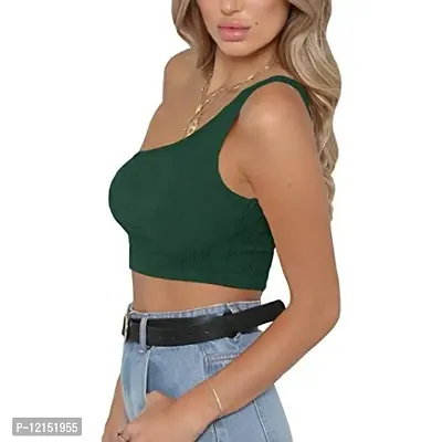 THE BLAZZE Women's Sleeveless Crop Tops Sexy Strappy Tees (XL, Green+Wine Red)-thumb5