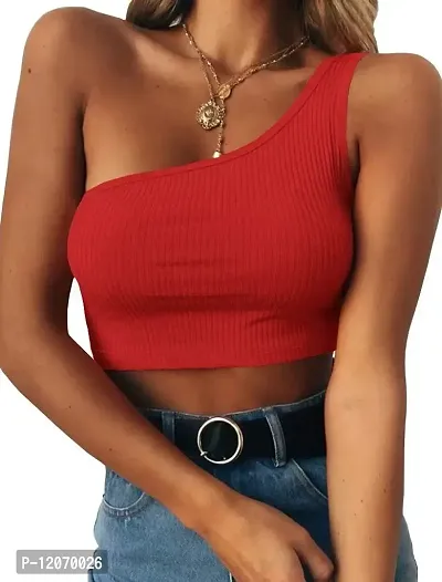 THE BLAZZE Women's Sleeveless Crop Tops Sexy Strappy Tees (M, Red+Wine Red)-thumb3