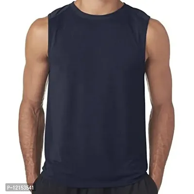 THE BLAZZE Mens Moisture Wicking Muscle Tank Top Shirt (Small, Navy)-thumb0