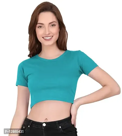 THE BLAZZE 1083 Women's Half Sleeve Tank Crop Tops Bustier Bra Vest Shorts Crop Top Bralette Blouse Top for Women-thumb0
