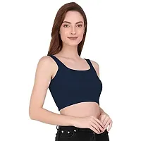 THE BLAZZE 1044 Women's Summer Basic Sexy Strappy Sleeveless Crop Top's (Medium, Navy)-thumb4