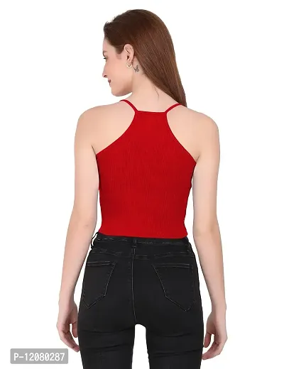 THE BLAZZE 1002 Women's Sleeveless Crop Tops Sexy Strappy Tees (X-Large(36?-38""), E - Red)-thumb3