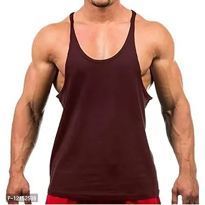 THE BLAZZE Men's Bodybuilding Gym Solid Color Tank Top Stringers (Small, Maroon)