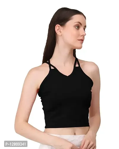 AD2CART A1682 Women's Basic Solid V Neck Crop Top for Women Stylish Western-thumb3