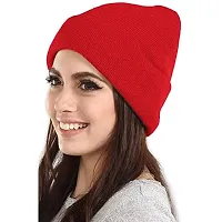 THE BLAZZE 2015 Winter Beanie Cap for Men and Women's (Free Size, Red)-thumb1