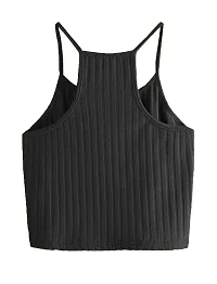 THE BLAZZE Women's Summer Basic Sexy Strappy Sleeveless Racerback Camisole Crop Top (X-Large, Black Black)-thumb3