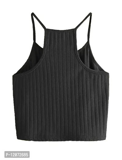 THE BLAZZE Women's Summer Basic Sexy Strappy Sleeveless Racerback Camisole Crop Top (X-Large, Black Black)-thumb4