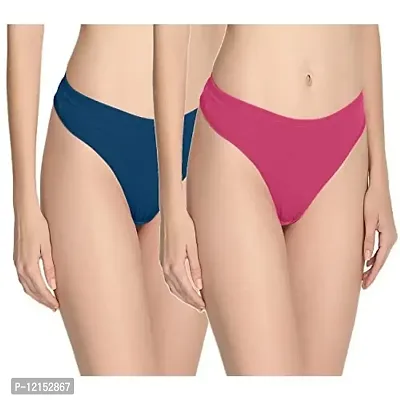 THE BLAZZE Women's Thong Low Rise Sexy Solid G-String Thong Bikini T-String Sexy Lingerie Panties Briefs (X-Large(38?/95cm - Chest), Royal Blue+Pink)