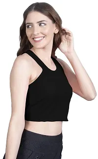 THE BLAZZE 1004 Women's Racerback Round Neck Sleeveless Crop Top-thumb3