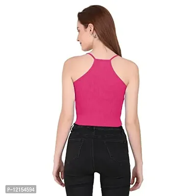 THE BLAZZE 1002 Women's Sleeveless Crop Tops Sexy Strappy Tees (Large(34?-36""), B - Pink)