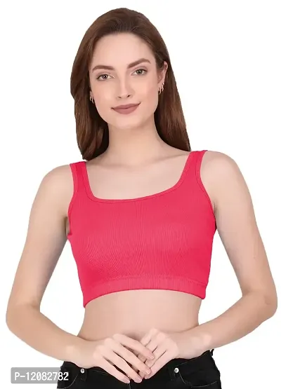 THE BLAZZE 1044 Crop Tops for Women (X-Large, Dark Pink)