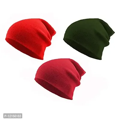 THE BLAZZE 2015 Unisex Winter Caps Pack Of 3 (Pack Of 3, Black,DarkGrey,Green)