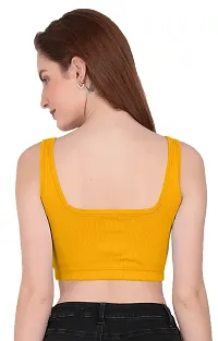 THE BLAZZE 1044 Women's Cotton Basics Sexy Solid Square Neck Slim Sleeveless Saree Readymade Saree Bra Blouse Crop Top T-Shirt for Women-thumb3