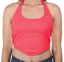 AD2CART A1589 Women's Casual Stretchy Halter Neck Sleeveless Crop Top-thumb4