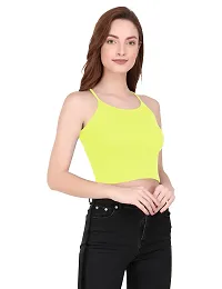 THE BLAZZE 1002 Women's Summer Basic Sexy Strappy Sleeveless Racerback Camisole Crop Top (Large(34?-36""), S - Light Yellow)-thumb2