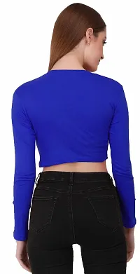 THE BLAZZE 1089 Women's Basic Sexy Solid Round Neck Slim Fit Full Sleeve Crop Top T-Shirt for Women's-thumb4