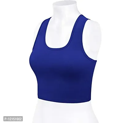 THE BLAZZE Women's Cotton Racerback Basic Crop Tank Tops (X-Large, Royal Blue)-thumb4