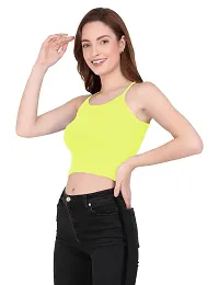 THE BLAZZE 1002 Women's Sleeveless Crop Tops Sexy Strappy Tees (X-Small(28""-30""), U - Light Yellow)-thumb3