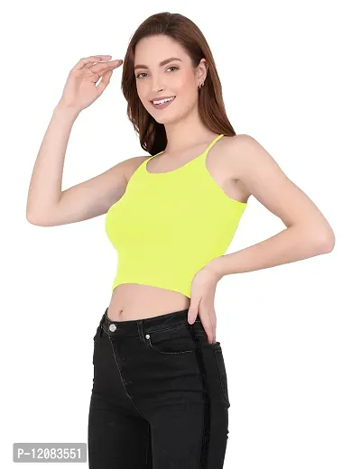 THE BLAZZE 1002 Women's Sleeveless Crop Tops Sexy Strappy Tees (X-Small(28""-30""), U - Light Yellow)-thumb4