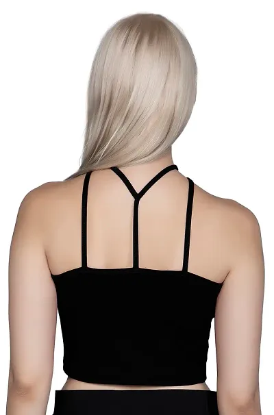 AD2CART A1688 Women's Basic Solid Notch Belt Neck Stylish Crop Top for Women