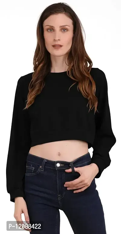 THE BLAZZE 1341 Women's Boxy Round Neck Full Sleeve Crop Top-thumb1