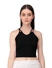 AD2CART A1682 Women's Basic Solid V Neck Crop Top for Women Stylish Western-thumb1