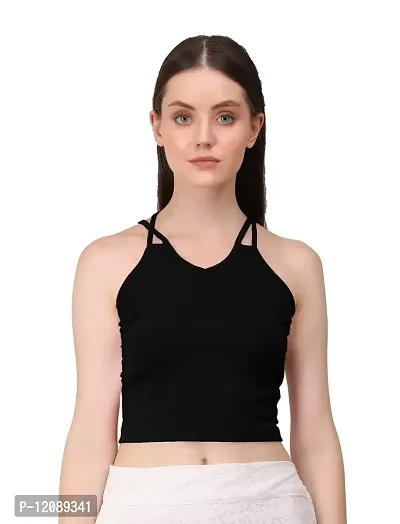 AD2CART A1682 Women's Basic Solid V Neck Crop Top for Women Stylish Western-thumb2