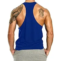 THE BLAZZE Men's S Logo Gym Stringer Tank Top Bodybuilding Athletic Workout Muscle Fitness Vest (Small(36rdquo;/90cm - Chest), Royal Blue)-thumb1