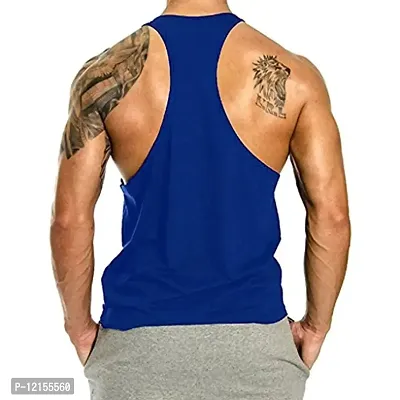 THE BLAZZE Men's S Logo Gym Stringer Tank Top Bodybuilding Athletic Workout Muscle Fitness Vest (Small(36rdquo;/90cm - Chest), Royal Blue)-thumb2