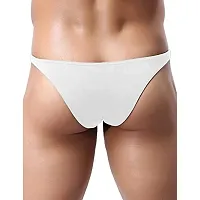 THE BLAZZE Men's Soft Low Rise G-String Underwear Sexy Mid Coverage Back Briefs (X-Large-(38""/95cm), White)-thumb1