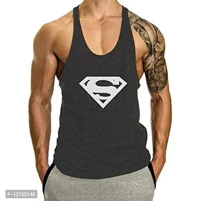 THE BLAZZE 0016 Men's Sleeveless T-Shirt Gym Tank Gym Tank Stringer Tank Tops Gym Vest Muscle Tee Gym Vest Vests Men Vest for Men T-Shirt for Men's (Large(38?-40""), K - Dark Grey)