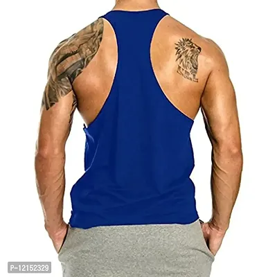 THE BLAZZE Men's S Logo Gym Stringer Tank Top Bodybuilding Athletic Workout Muscle Fitness Vest (Large(40?/100cm - Chest), Royal Blue)-thumb2