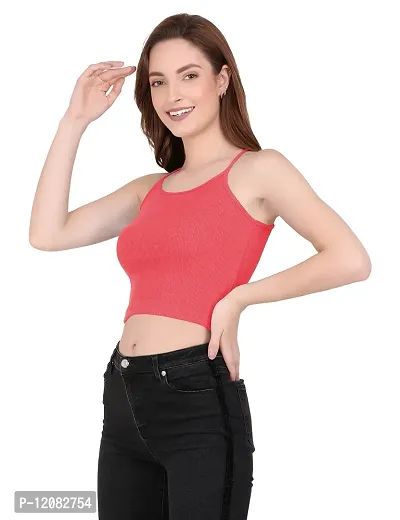 THE BLAZZE 1002 Women's Summer Basic Sexy Strappy Sleeveless Racerback Camisole Crop Top (Large(34?-36""), R - Dark Rose)-thumb4