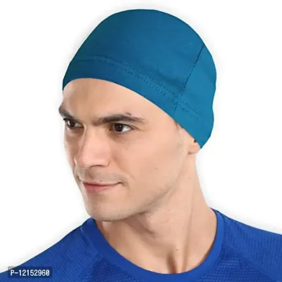THE BLAZZE Cotton Helmet Cap (Free Size, Turquoises Blue)-thumb3