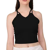 AD2CART A1682 Women's Basic Solid V Neck Crop Top for Women Stylish Western-thumb3