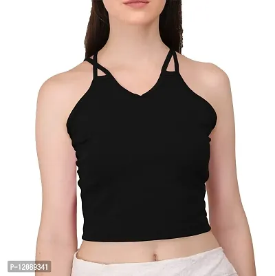 AD2CART A1682 Women's Basic Solid V Neck Crop Top for Women Stylish Western-thumb4