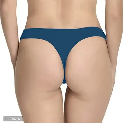 THE BLAZZE Women's Thong Low Rise Sexy Solid G-String Thong Bikini T-String Sexy Lingerie Panties Briefs (X-Large(38?/95cm - Chest), Royal Blue+Pink)-thumb4