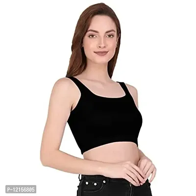 THE BLAZZE 1044 Women's Summer Basic Sexy Strappy Sleeveless Crop Top (X-Large, Black)-thumb5