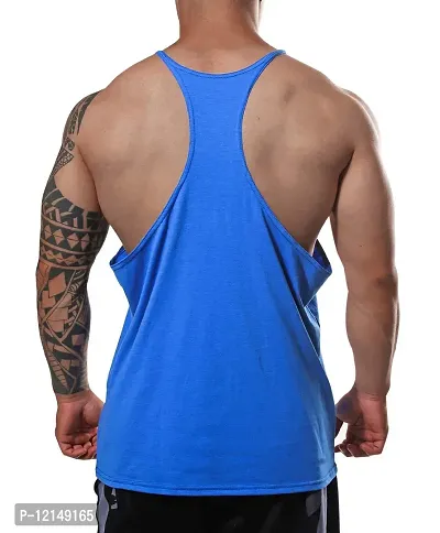 THE BLAZZE Men's Gym Stringer Tank Top Bodybuilding Athletic Workout Muscle Fitness Vest (S, Royal Blue)-thumb4