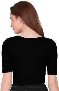 THE BLAZZE 1055 Women's Full Sleeve Crop Tops Sexy Strappy Tees (XX-Large, Black)-thumb2