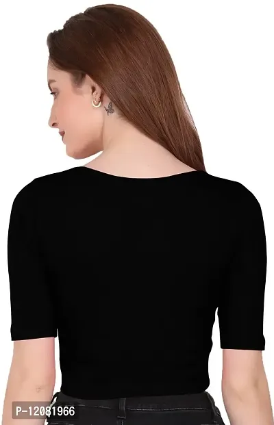 THE BLAZZE 1055 Women's Full Sleeve Crop Tops Sexy Strappy Tees (XX-Large, Black)-thumb3